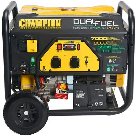 Groupe électrogène Hybride Essence/gaz 7000W Moteur OHV 4T 439 Cm³ Démarrage électrique Et Manuel Autonomie 13h CHAMPION 1 Groupe électrogène Hybride Essence/gaz 7000W Moteur OHV 4T 439 Cm³ Démarrage électrique Et Manuel Autonomie 13h CHAMPION